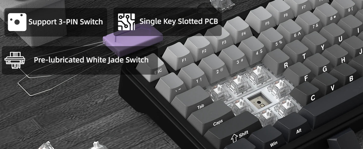 ATTACK SHARK X85 Wireless Mechanical Gaming Keyboard,TKL 82 Keys,Gasket Structure,Knob,RGB Hot Swappable Custom Keyboard