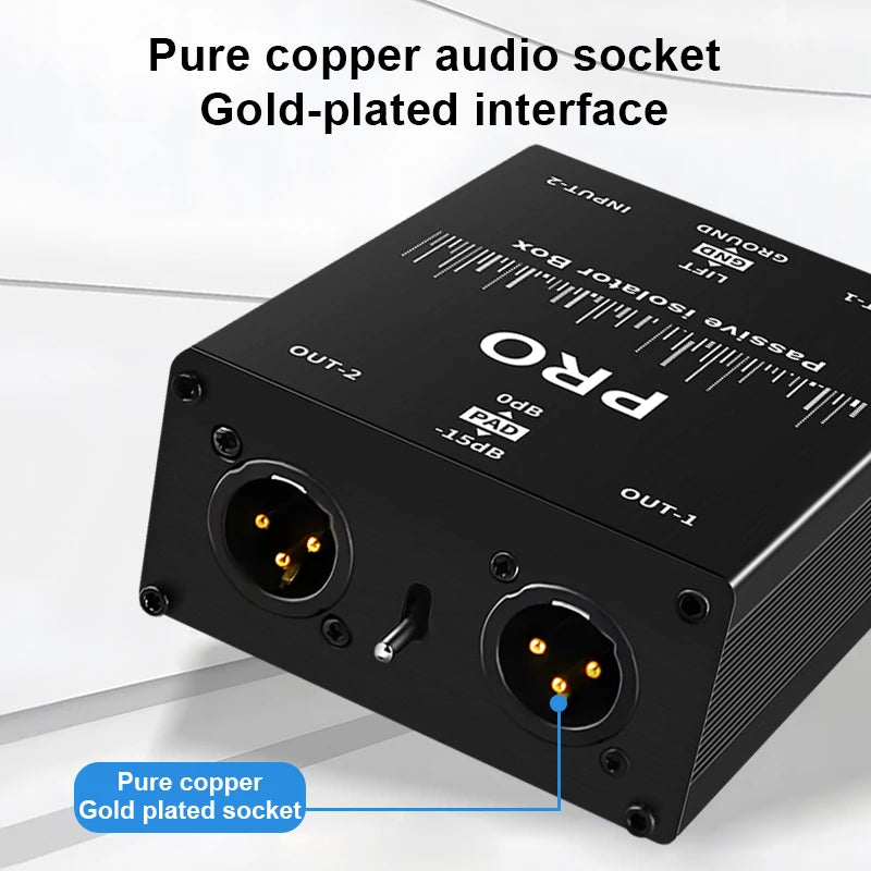 Audio Isolator Noise Reduction DI Ground Box 6.35 to Cannon Stereo Agricultural Electric Guitar Sound Card Show Noise Eliminatio