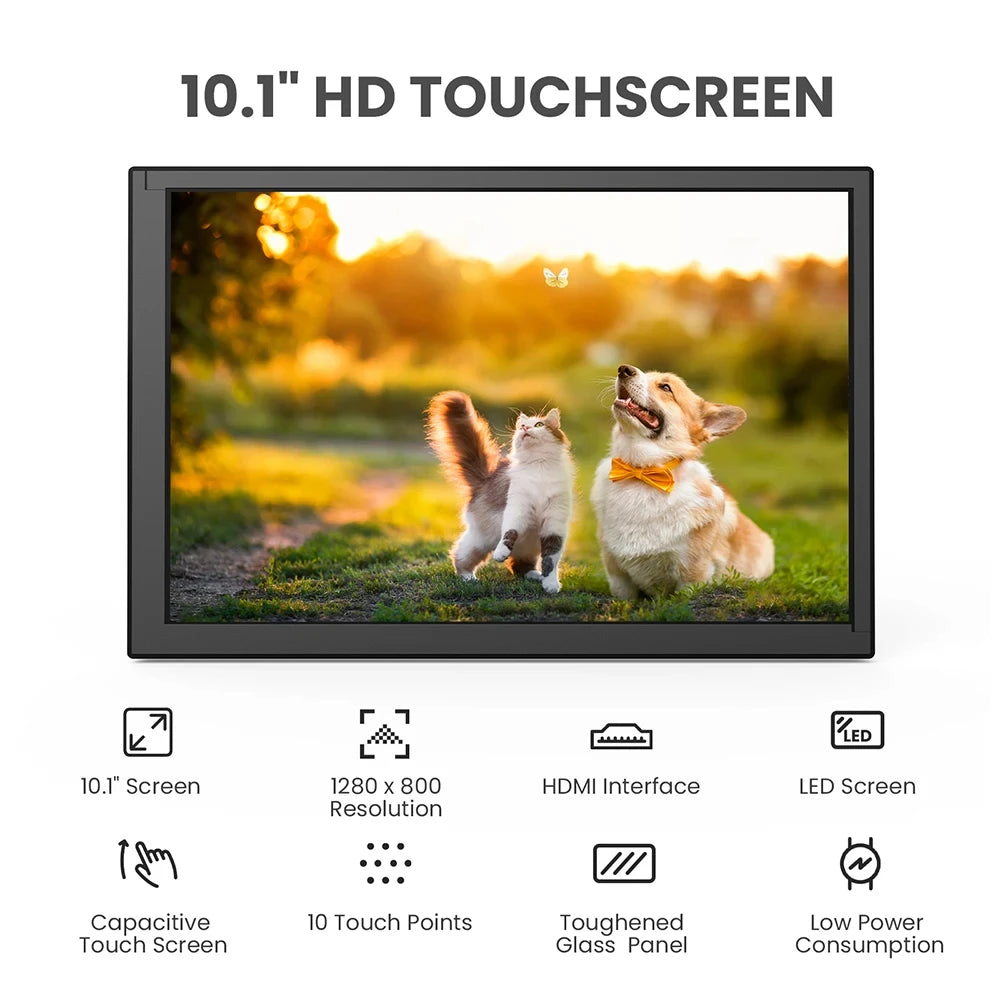 EYOYO Driver-free 10-point Capacitive Touchscreen Monitor 1280x800PX 10-inch Raspberry Pi Display For Laptop PC Win 7/8/10