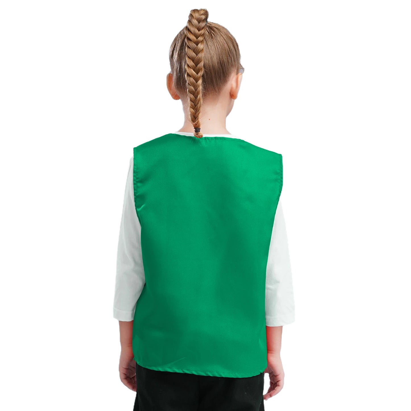 Kids Boys Girls Button Volunteer Vest Solid Color V Neck Sleeveless Waistcoat Volunteers School Camp Activities Uniform
