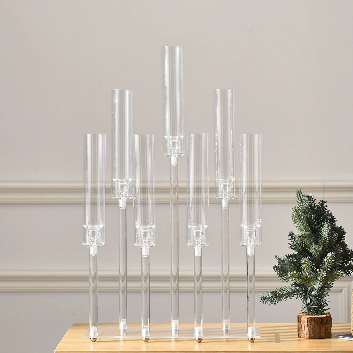 VINCIGANT Seven Arm Acrylic Candelabra For Table Decor