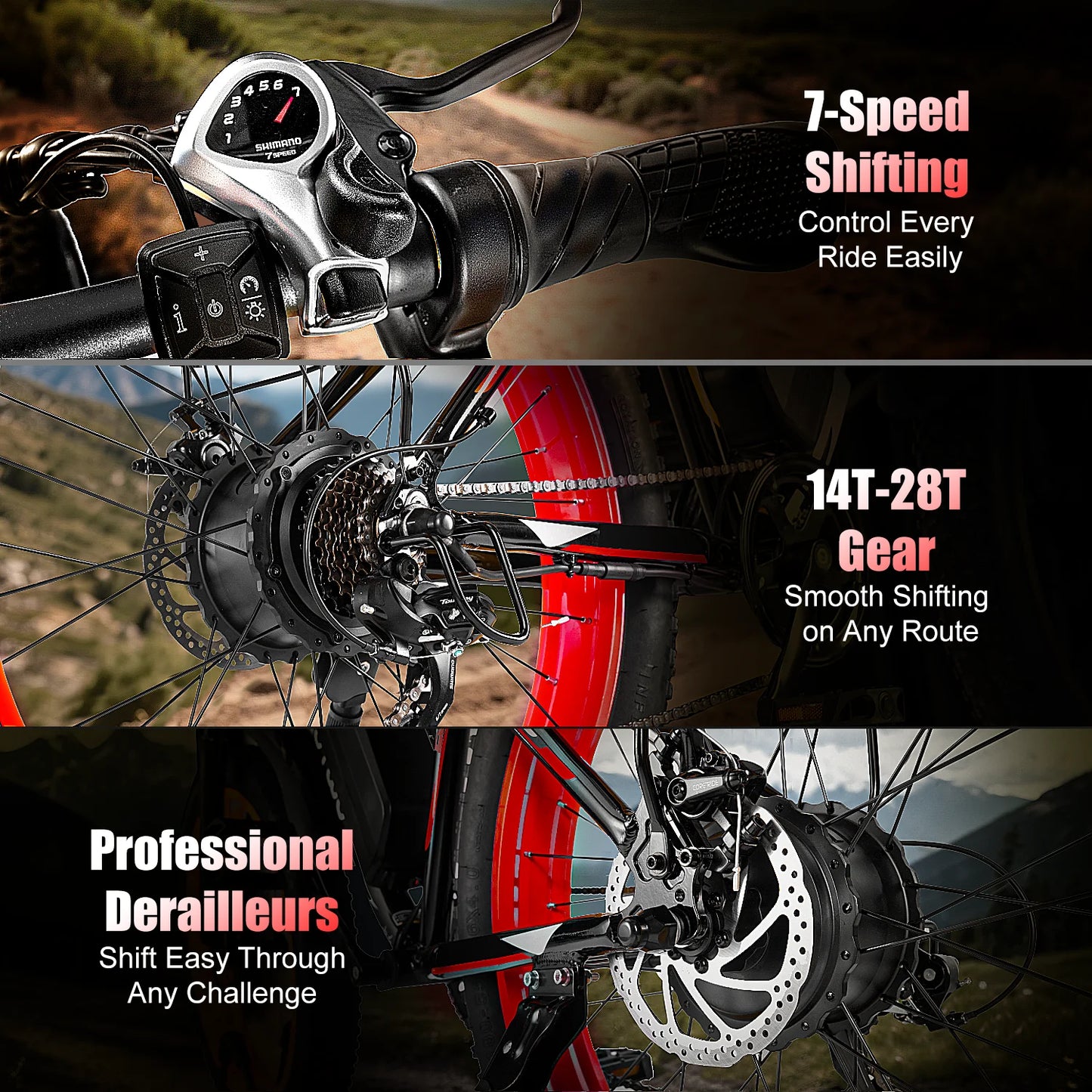 EOEOTWO 26" Fat Tire Electric Bike for Adults, 1000W Motor 1500W Peak, 48V 15Ah Battery, 34 MPH Max Speed, Up to 60 Miles Long Range
