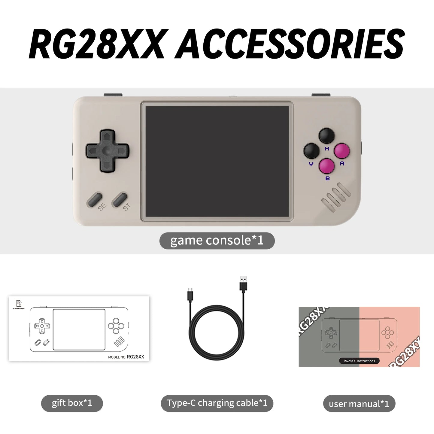 ANBERNIC RG28XX Handheld Game Console 2.83'' IPS Screen Video Output Portable Video Player Ebook Reader Player Gifts Mini