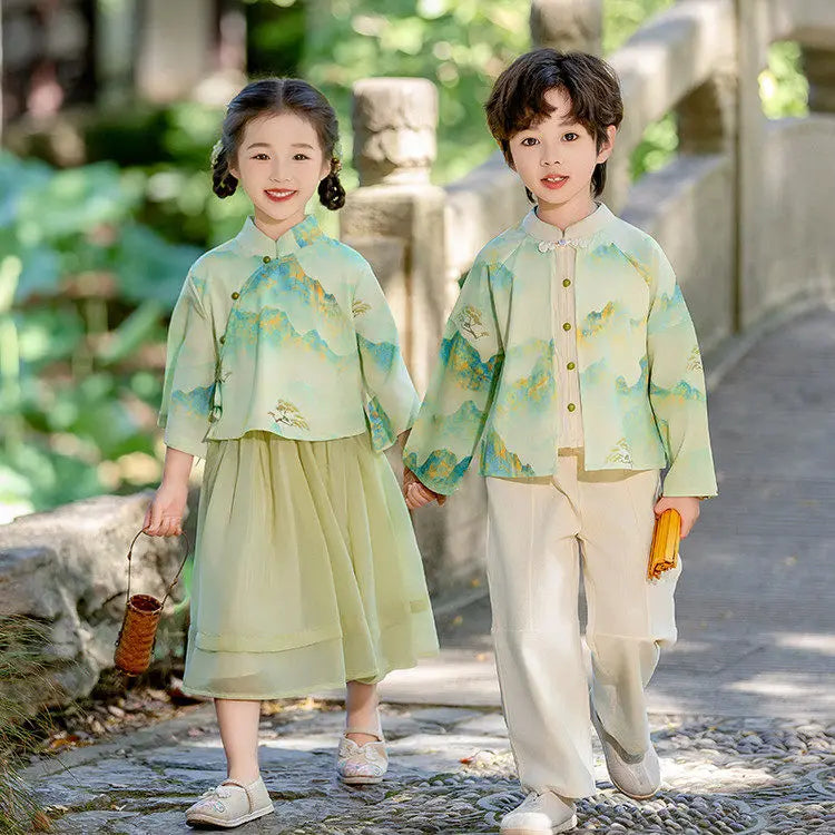 Chinese Hanfu Children Clothing Cosplay Performance Costume Kids Clothes Ethnic Style Children's Sets Girl Suit Two Piece Boy