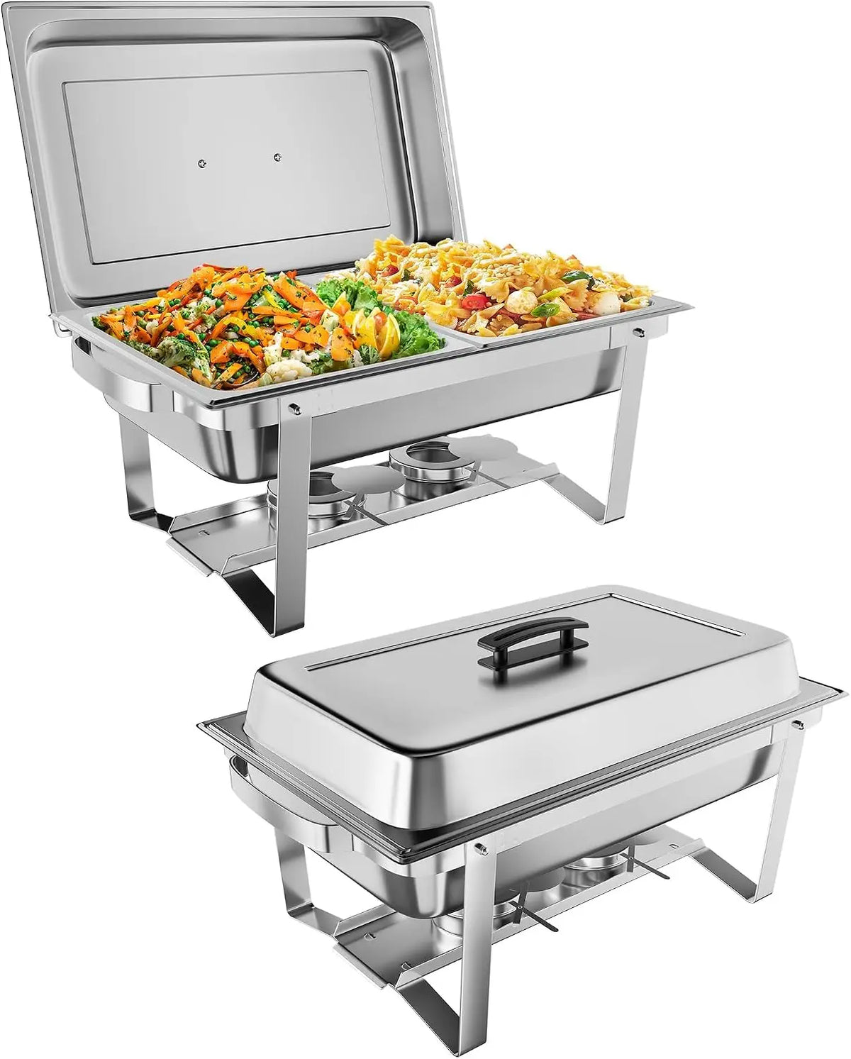 Tacleekii 2 4 6 Pack Chafing Dishes Buffet Set 8QT Rectangle Catering Food Warmers Complete Set Stainless Steel Buffet Servers and Warmers with Lid Complete Set for Parties Banquets Weddings