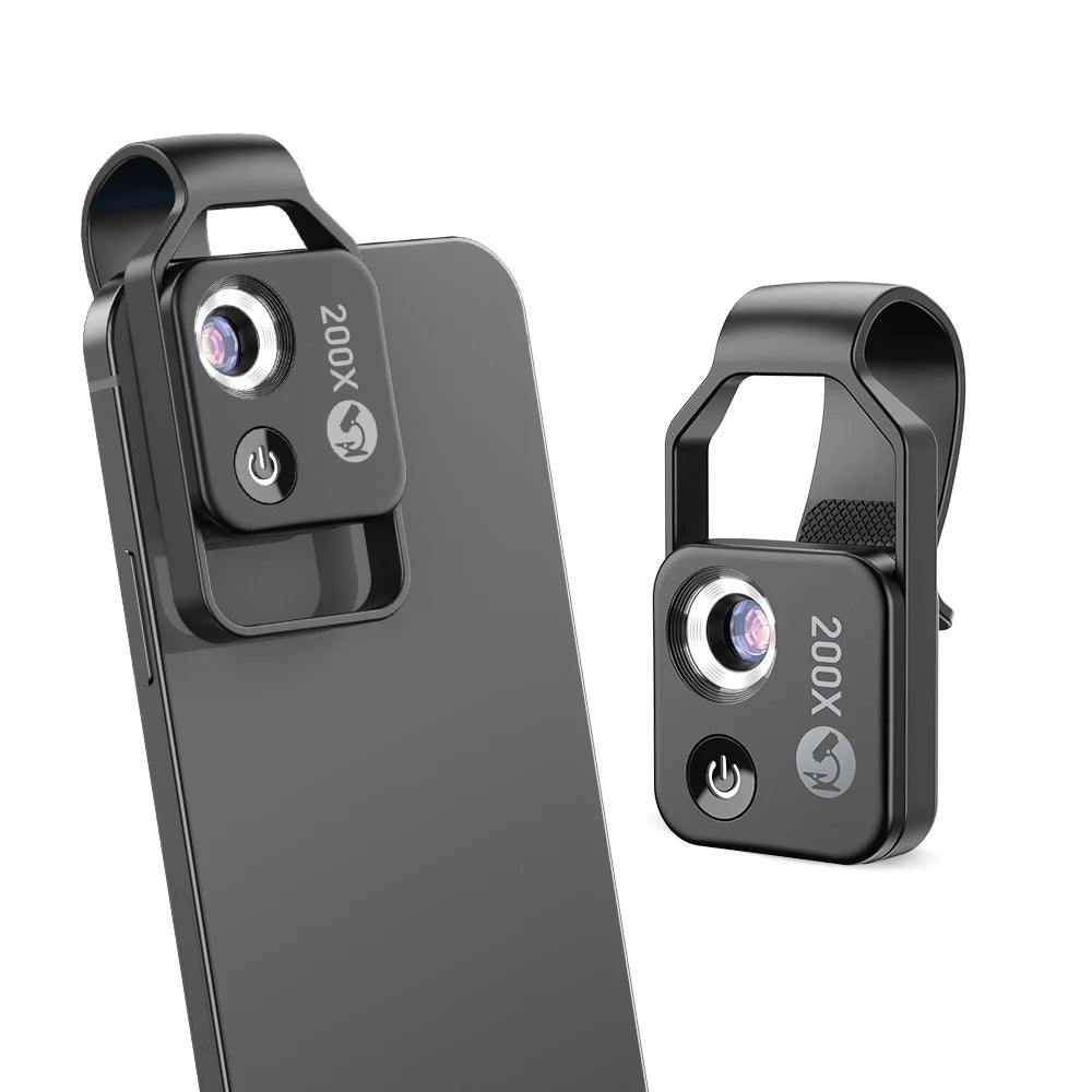 APEXEL 200X Microscope Lens HD Macro Lenses Jewelry Lens with LED Light Pocket Mobile Lenses for iPhone Xiaomi All Smartphones