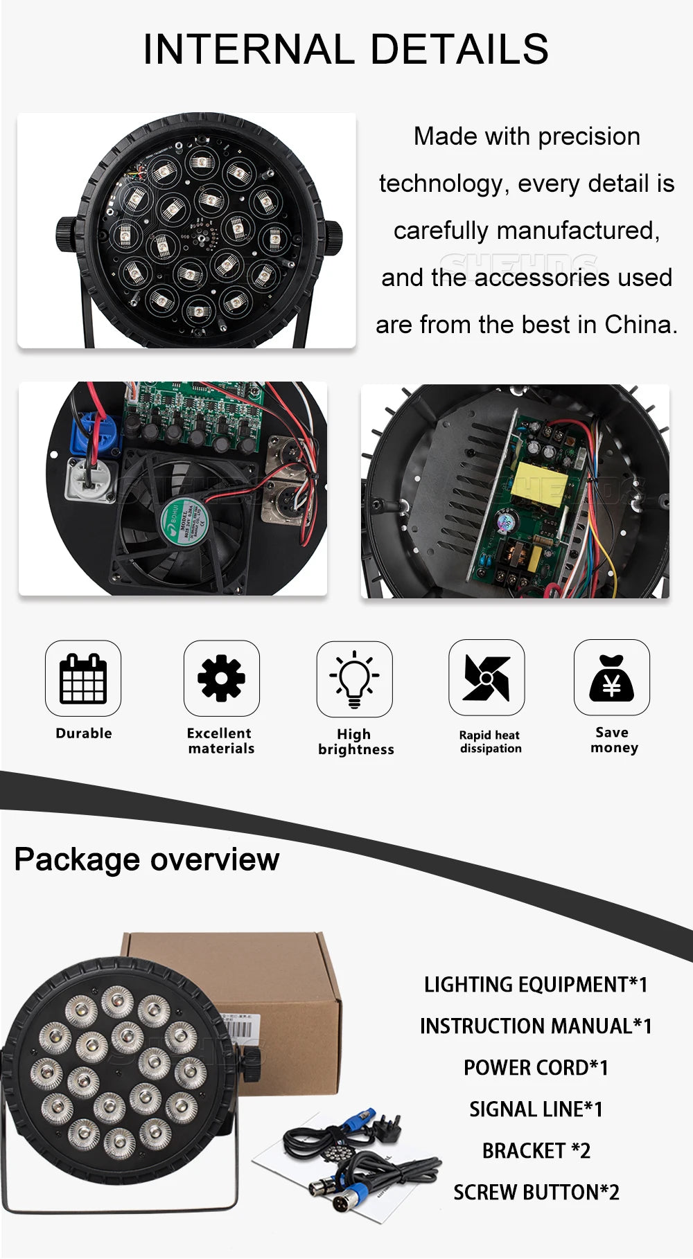 SHEHDS Aluminum Alloy LED Flat Par Lighting18x12W RGBW/18x18W RGBWA+UV DMX512 Disco Christmas Lights DJ Equipment Audience