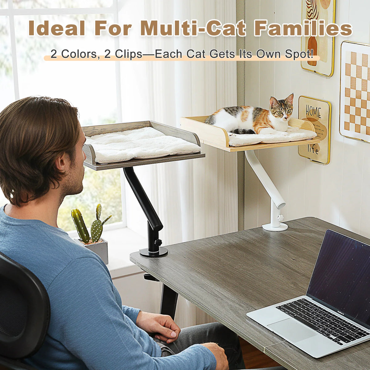 PAWZ Road Adjustable Cat Desk Bed With Plush Hammock
