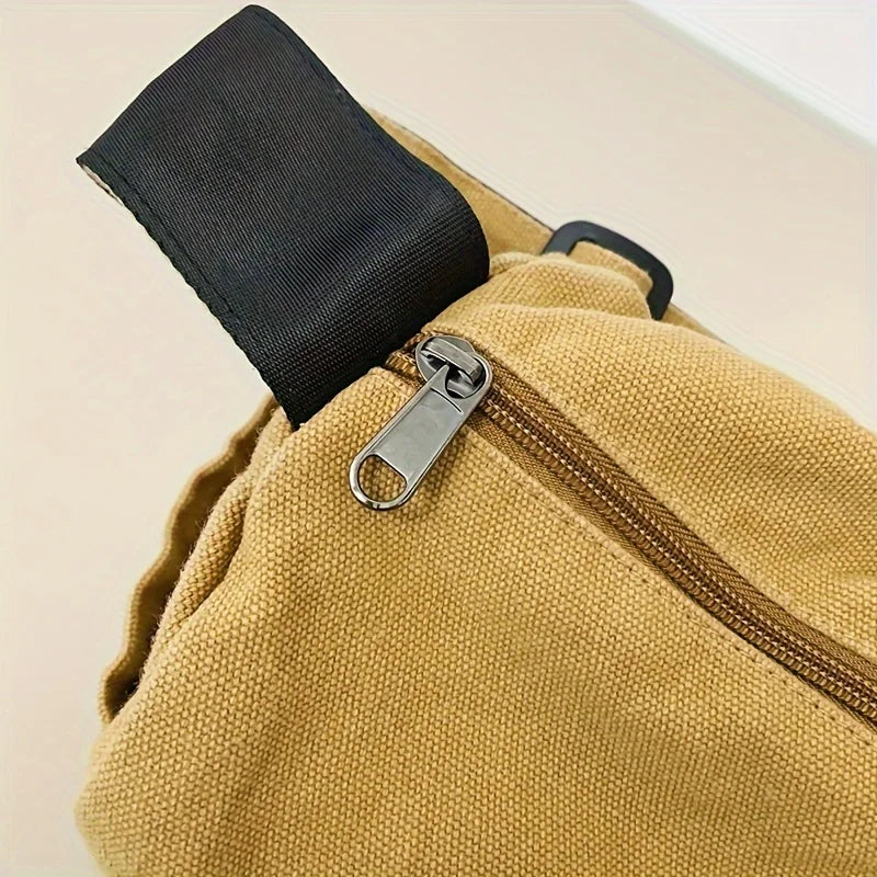 Casual Canvas Messenger Bag Versatile Flip Large Capacity Shoulder Book Bag For Student Adjustable Crossbody Bag For Men Women