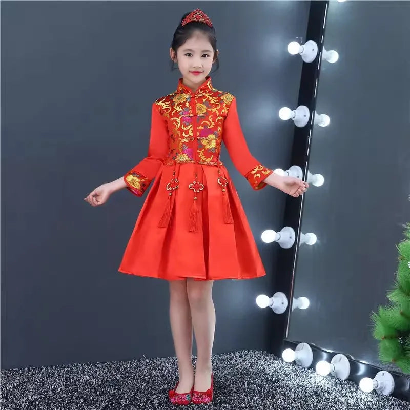 Kids Dresses for Girls Clothes Chinese New Year Dress Baby Princess Hanfu Party Cosplay Performance Costumes Children Clothing