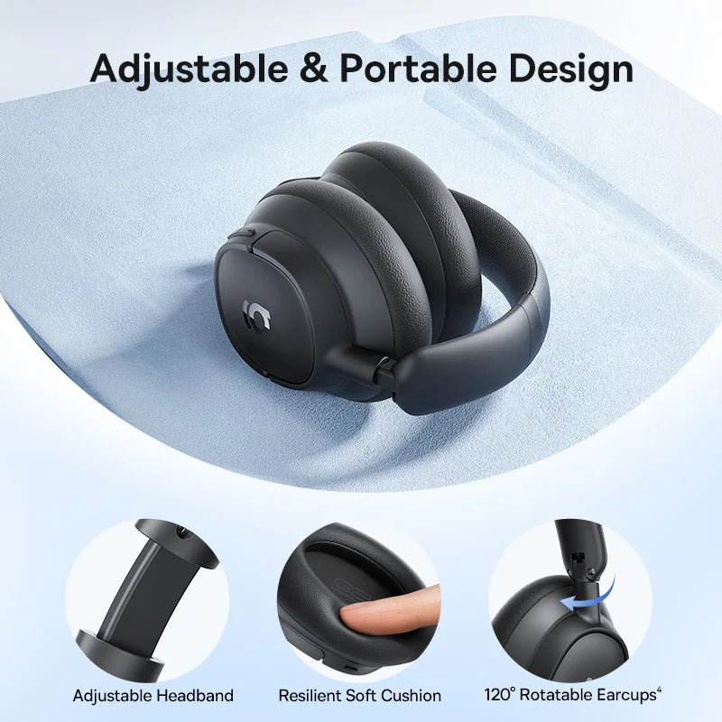 Baseus ANC Wireless Headphones 98% Adaptive Hybrid Noise Cancelling Headsets Hi-Res LDAC Headphone Bluetooth 6.0