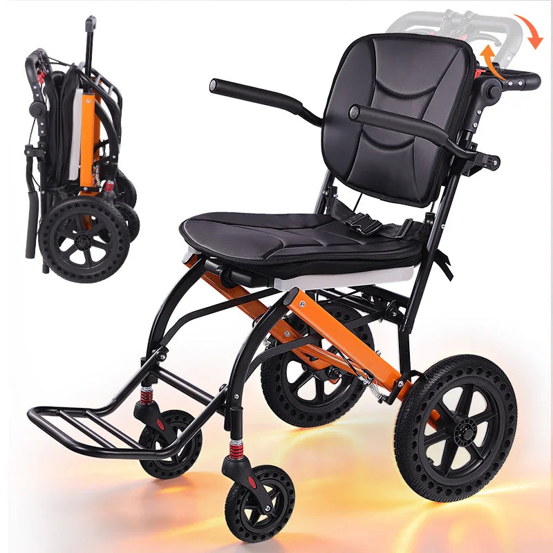 Premium Lightweight Transport Wheelchair for Seniors & Adults, Ergonomic Folding Travel Wheelchair with Adjustable Caregiver