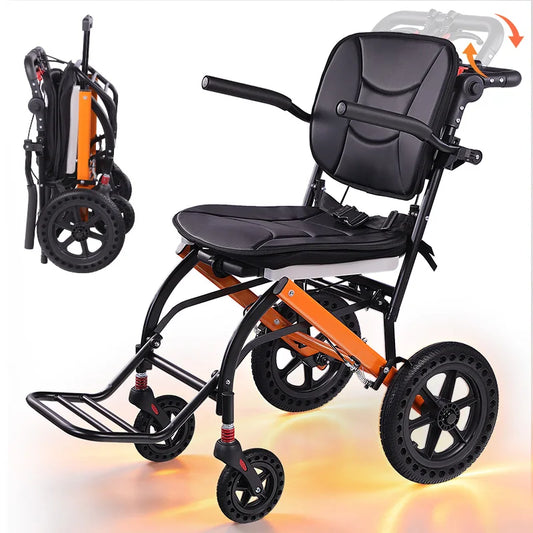 Premium Lightweight Transport Wheelchair for Seniors & Adults, Ergonomic Folding Travel Wheelchair with Adjustable Caregiver