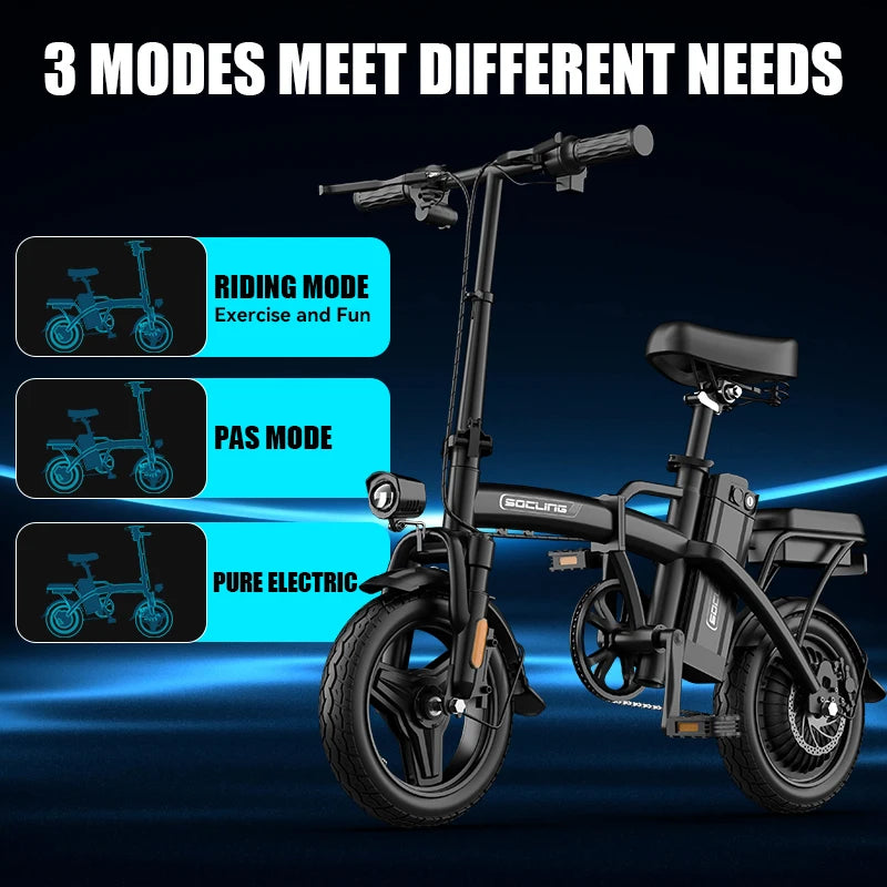 Compact Foldable Electric Bike For Adults Featuring Rear Disc Brake
