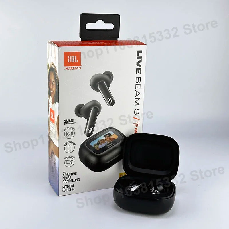 Original JBL Live Beam 3 True Wireless Bluetooth Earbuds with LED Smart Display Box Headphone Noise Cancelling Earphones Beam3