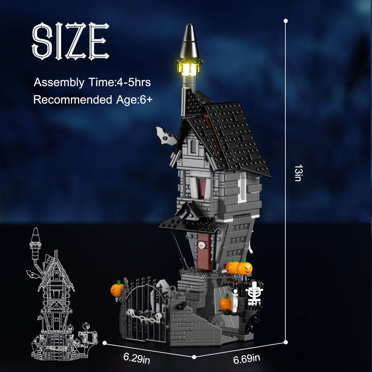BuildMoc Halloween Nightmare House Building Blocks Set Pumpkin Ghost Skeleton Hut Bricks Toys Children Christmas Birthday Gifts
