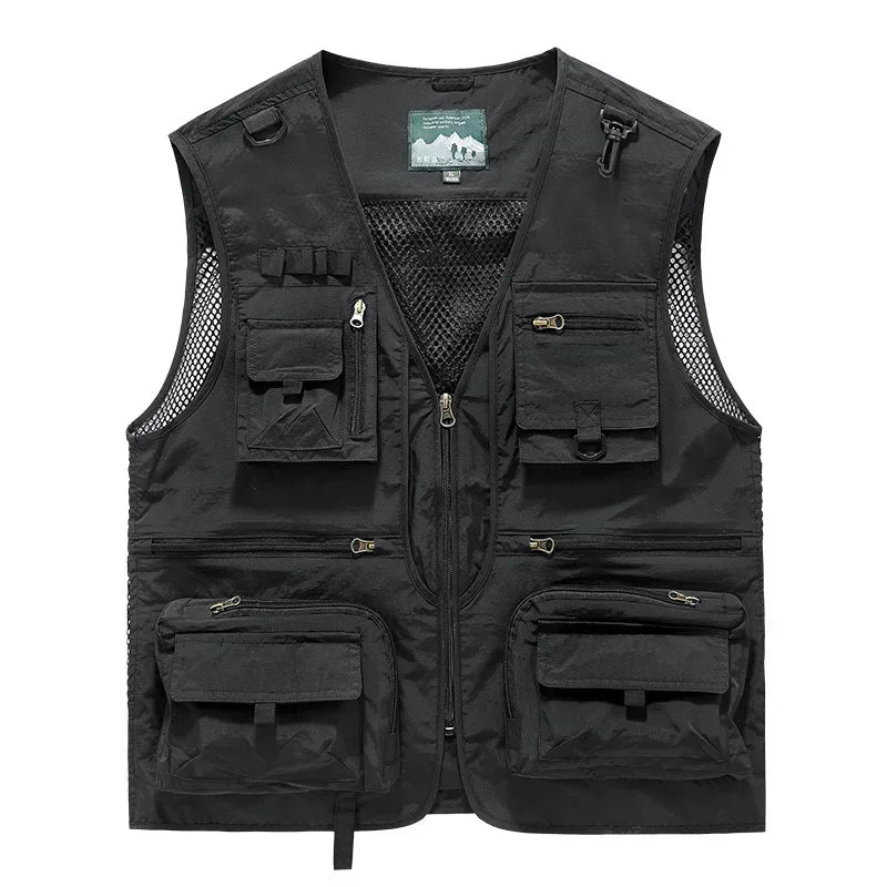 Multipocket Quick Dry Mesh Fishing Vests Men Outdoor Tactical Vest Hiking Hunting Casual Fisherman Vest Solid Sleeveless Coats