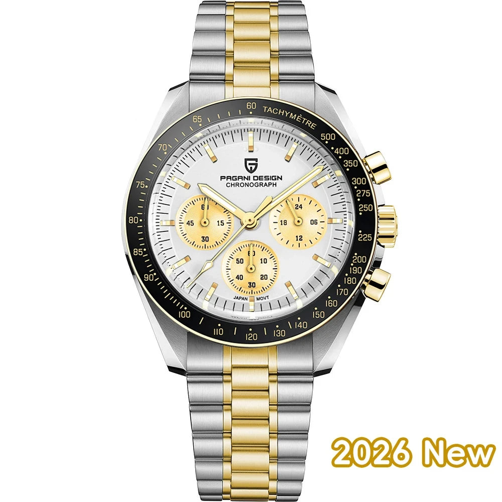 PAGANI DESIGN 1701 Moon Men's Watches Luxury Chronograph Quartz Watch For Men AR Sapphire Glass 100M Waterproof Wristwatch 2026