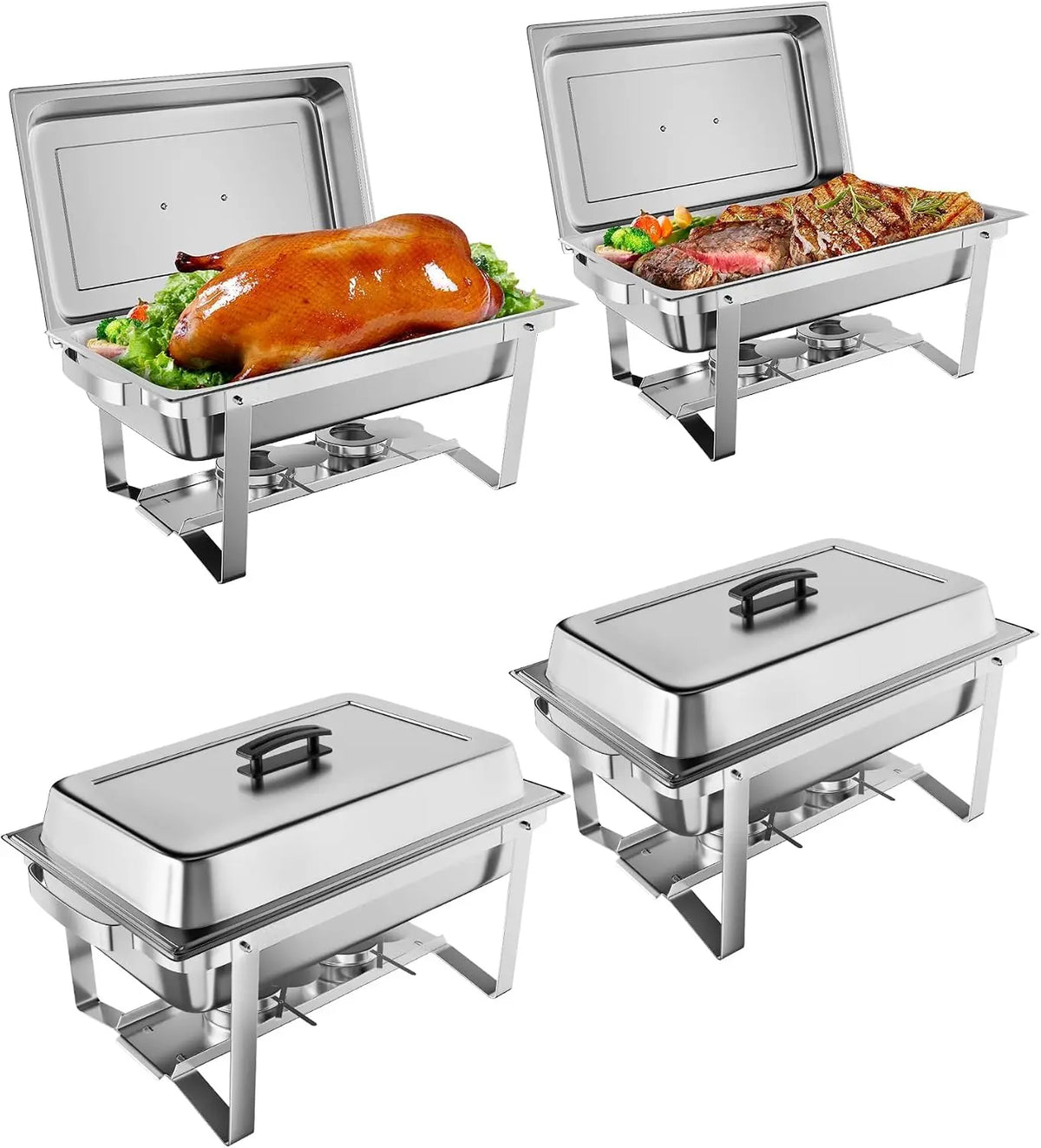 Tacleekii 2 4 6 Pack Chafing Dishes Buffet Set 8QT Rectangle Catering Food Warmers Complete Set Stainless Steel Buffet Servers and Warmers with Lid Complete Set for Parties Banquets Weddings
