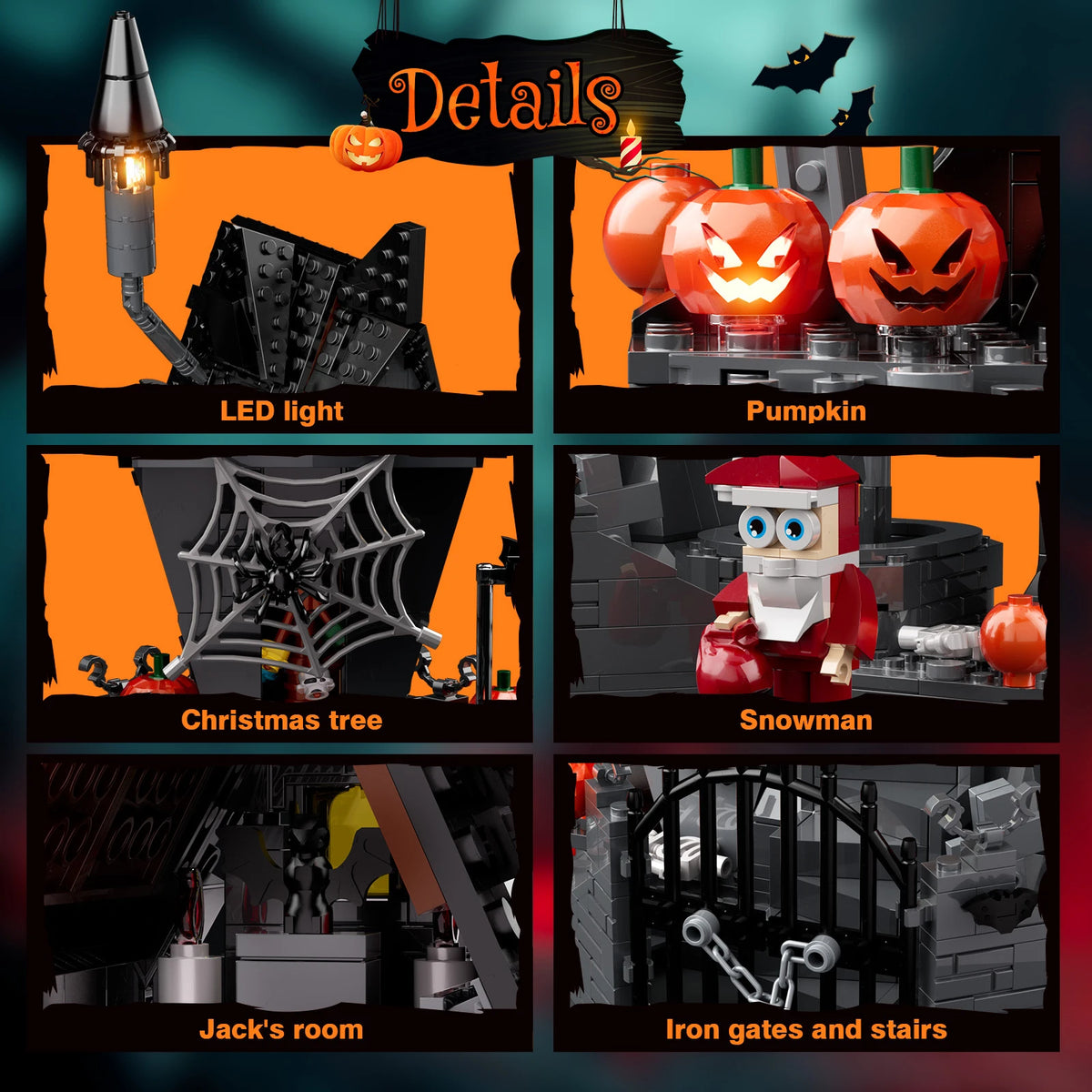 BuildMoc Halloween Nightmare House Building Blocks Set Pumpkin Ghost Skeleton Hut Bricks Toys Children Christmas Birthday Gifts