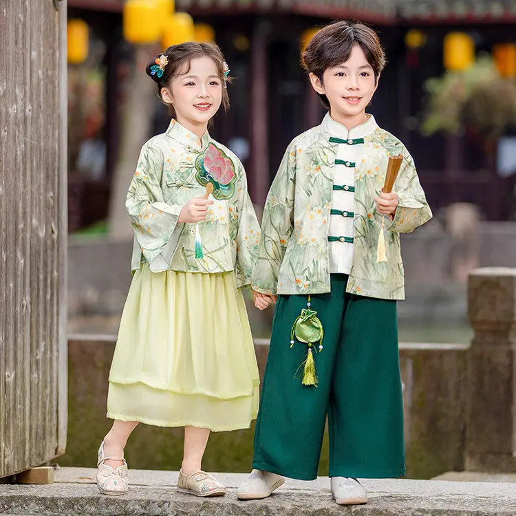Chinese Hanfu Children Clothing Cosplay Performance Costume Kids Clothes Ethnic Style Children's Sets Girl Suit Two Piece Boy