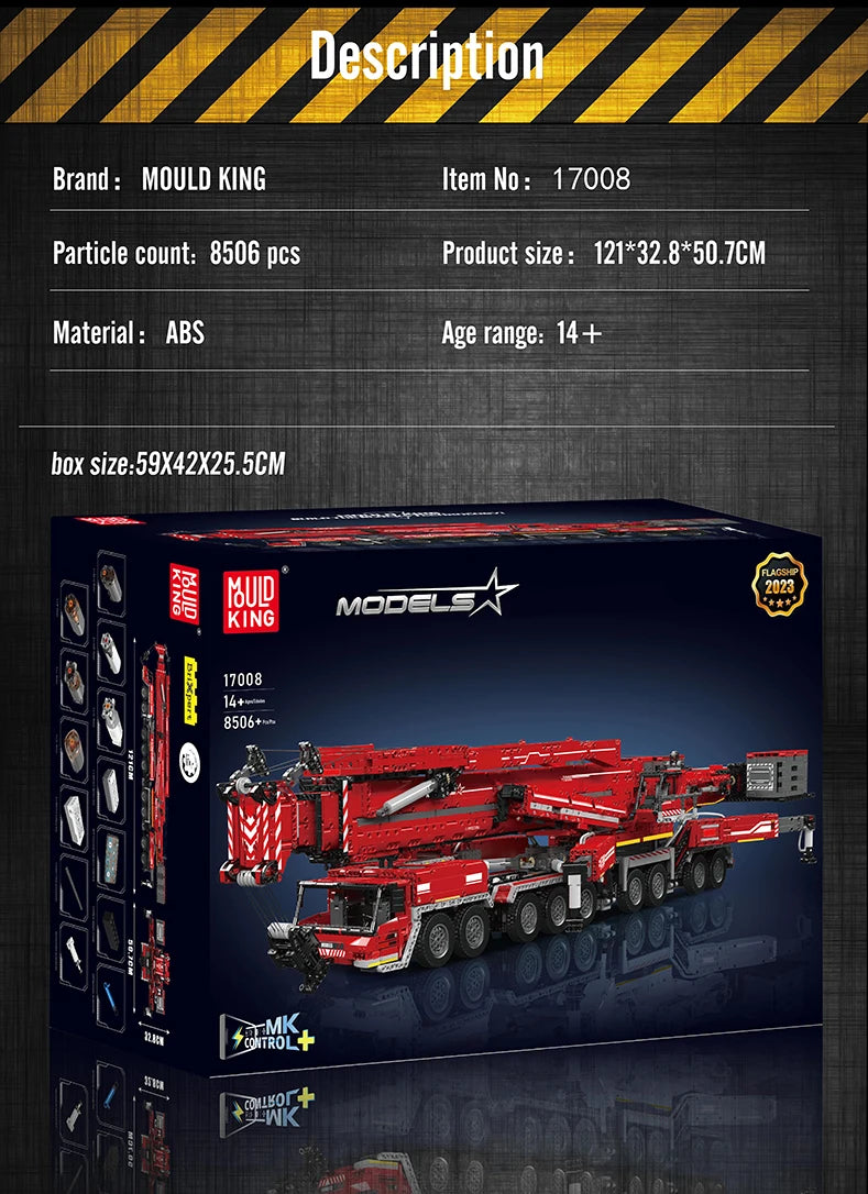 Mould King 17007/17008 Technical Car Toys Motorized LTM 11200 Crane Truck Building Block Assembly Model Brick Kid Christmas Gift