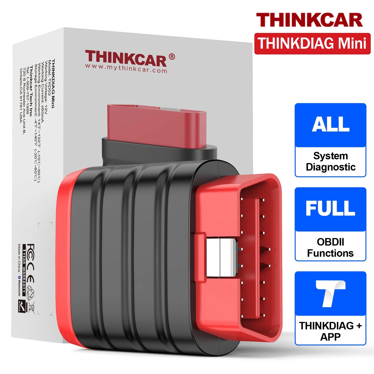 THINKCAR THINKDIAG Mini OBD2 Scanner Lifetime Free Update for All Cars Full System Diagnostic Scan Tool for iOS and Android