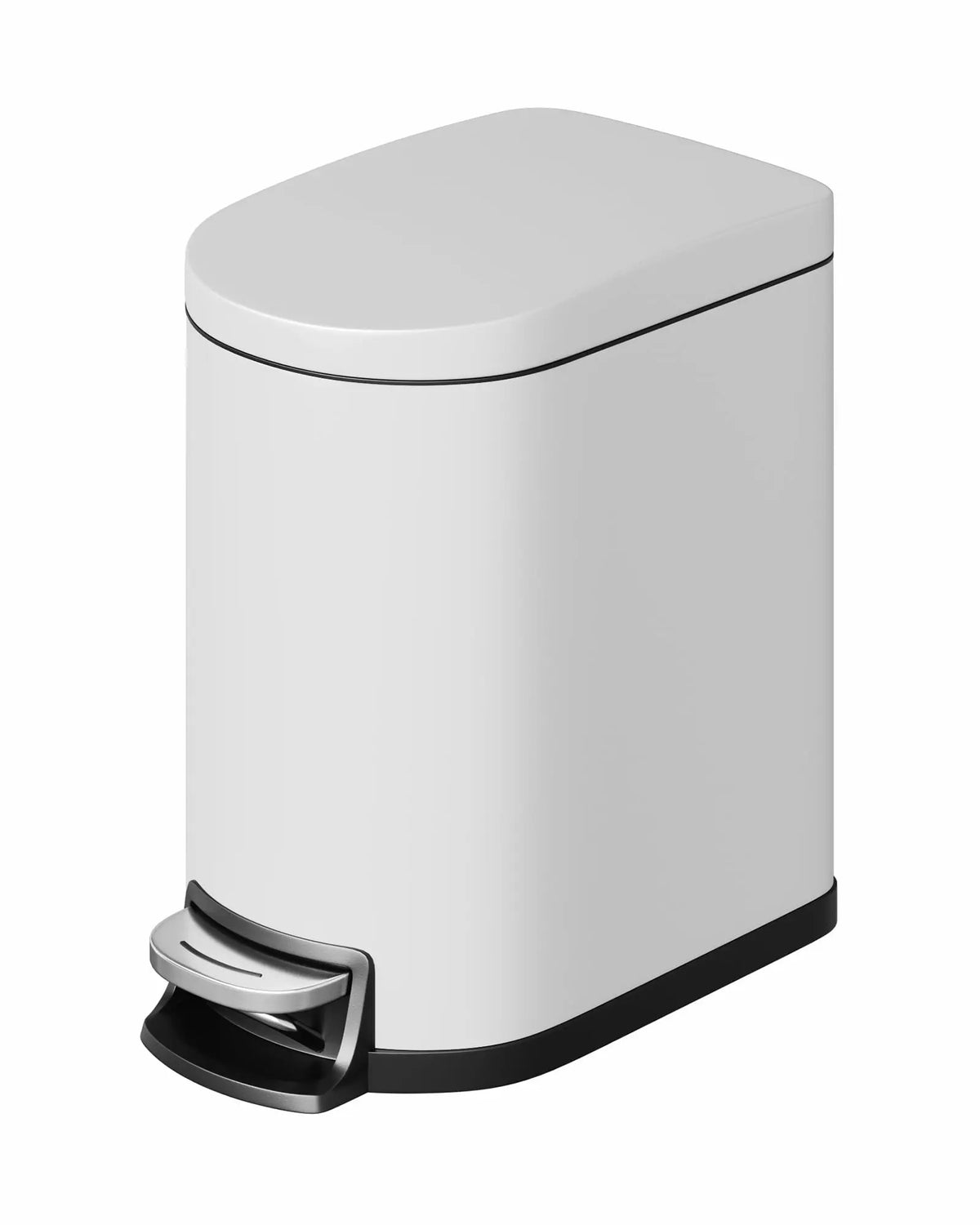 1.6 Gal Step-On Trash Can, Stainless Steel Small Bathroom Garbage Bin with Soft Close Lid, Slim Space-Saving Design, Removable Inner Bucket for Bathroom, Bedroom, Office