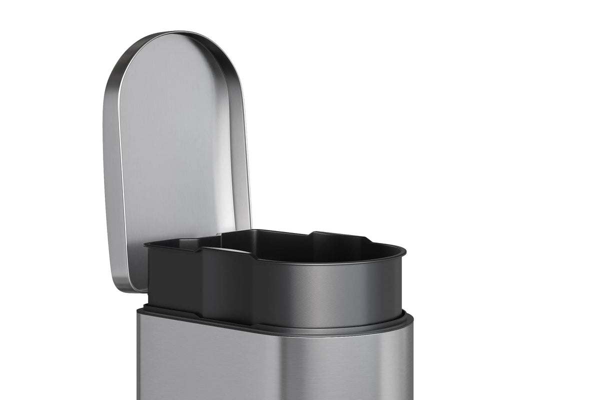 1.6 Gal Step-On Trash Can, Stainless Steel Small Bathroom Garbage Bin with Soft Close Lid, Slim Space-Saving Design, Removable Inner Bucket for Bathroom, Bedroom, Office