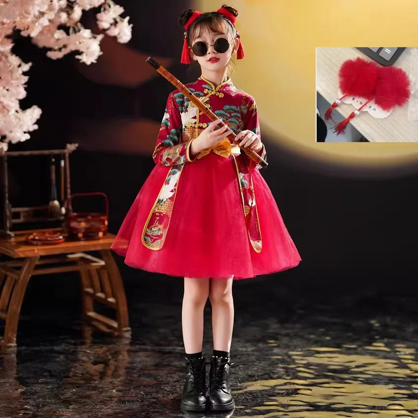 Kids Dresses for Girls Clothes Chinese New Year Dress Baby Princess Hanfu Party Cosplay Performance Costumes Children Clothing