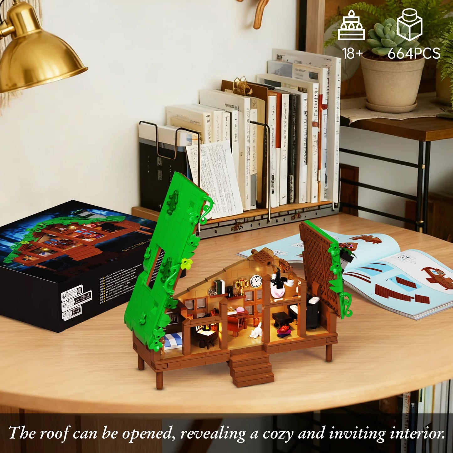 Folk Cabin Building Blocks Set Forest Cabin House Bricks Toys Christmas, Birthday Gifts for Girls Adult (664 PCS)