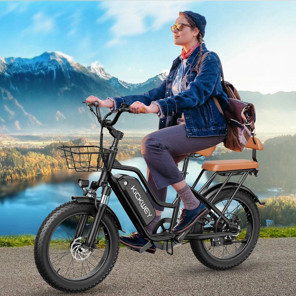 Kickwey LD20 Adult Electric Bike 1500w 32MPH 48V20ah Mountain Electric Bicycle 20 Inch Fat Tire Motorcycle E Bike