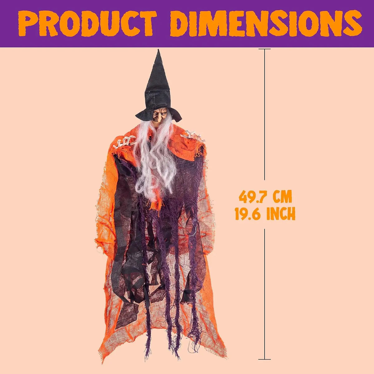 4 Pcs Hanging Witch Halloween Decorations Outdoor Indoor Flying Haunted House Scary Decor for Lawn Garden Yard