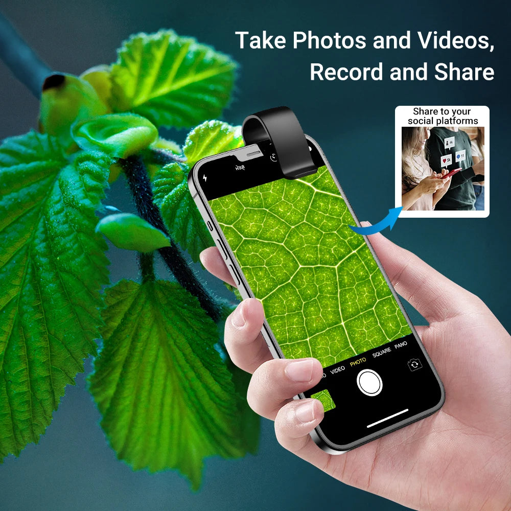 APEXEL 200X Microscope Lens HD Macro Lenses Jewelry Lens with LED Light Pocket Mobile Lenses for iPhone Xiaomi All Smartphones