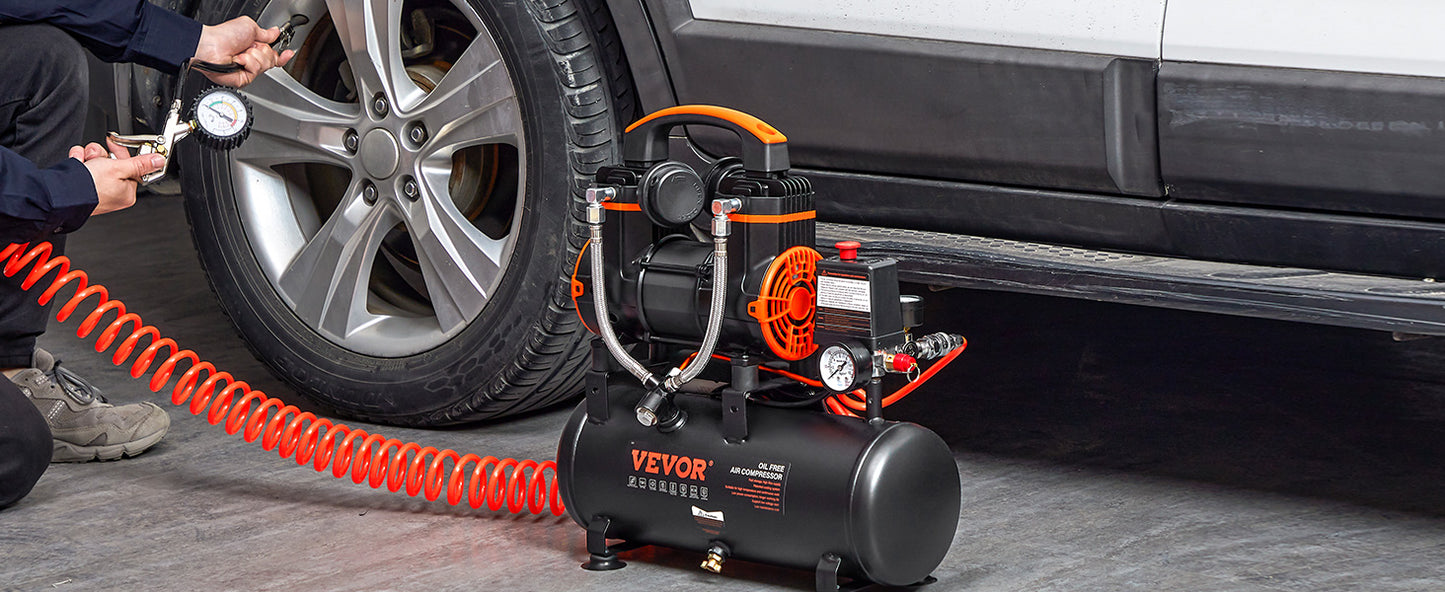 SucceBuy Silent Air Compressor 900W 1450W 1800W Quiet Oil-free Portable Air Pump for Repair Tire Inflation Whisper Compressor
