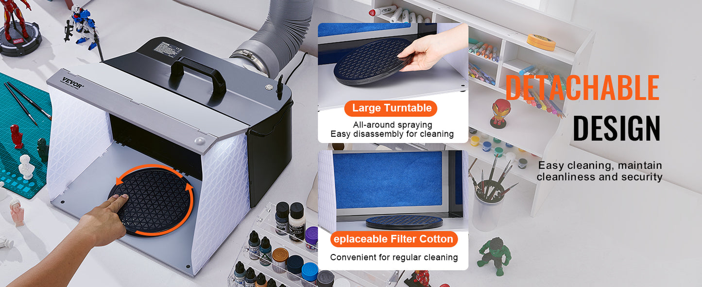SucceBuy Airbrush Spray Booth Portable Hobby Airbrush Paint Spray Booth Kit with 4 LED Light Powerful Dual Exhaust Fans