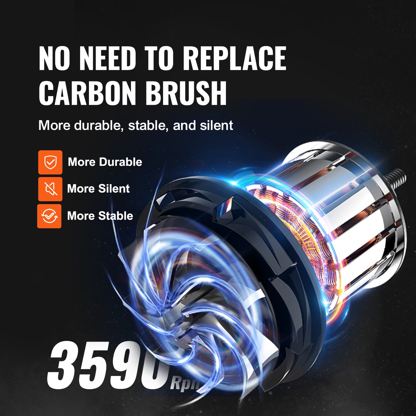 VEVOR 3in Jewelry Polisher Buffer Brushless Adjustable Speed Mini Multi-purpose Bench Grinder Polishing Machine for Gemstones