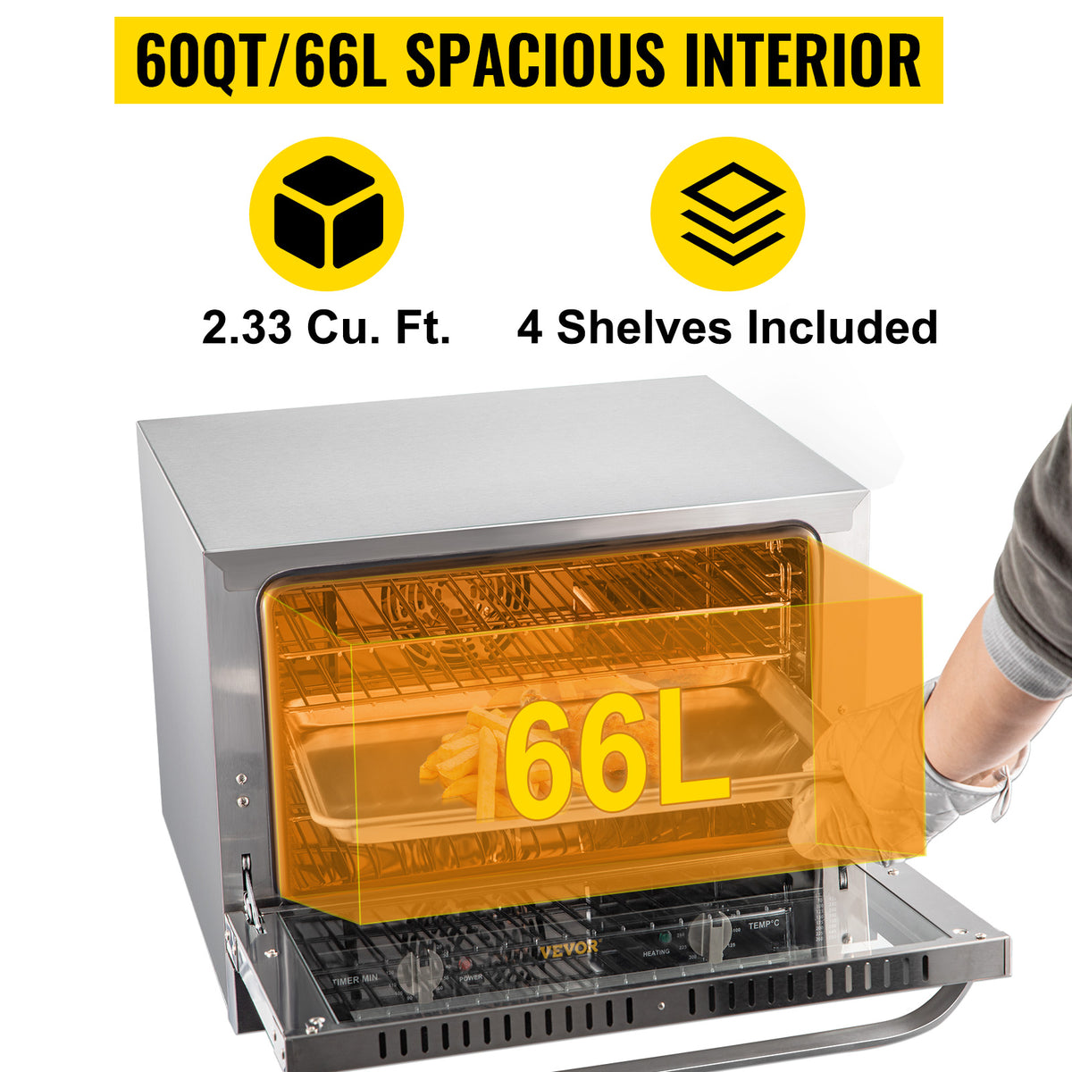 SucceBuy 21L47L66L Electric Oven Commercial Multifunction Countertop 3/4-Layer Baking Machine Home Toaster Pizza Convection Oven