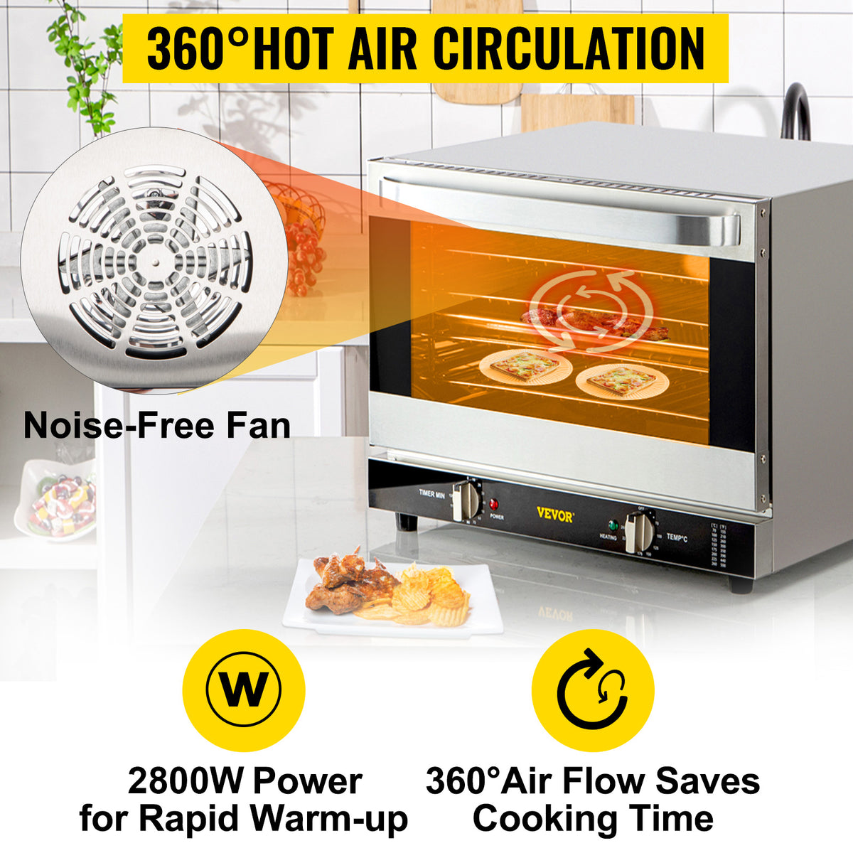 SucceBuy 21L47L66L Electric Oven Commercial Multifunction Countertop 3/4-Layer Baking Machine Home Toaster Pizza Convection Oven