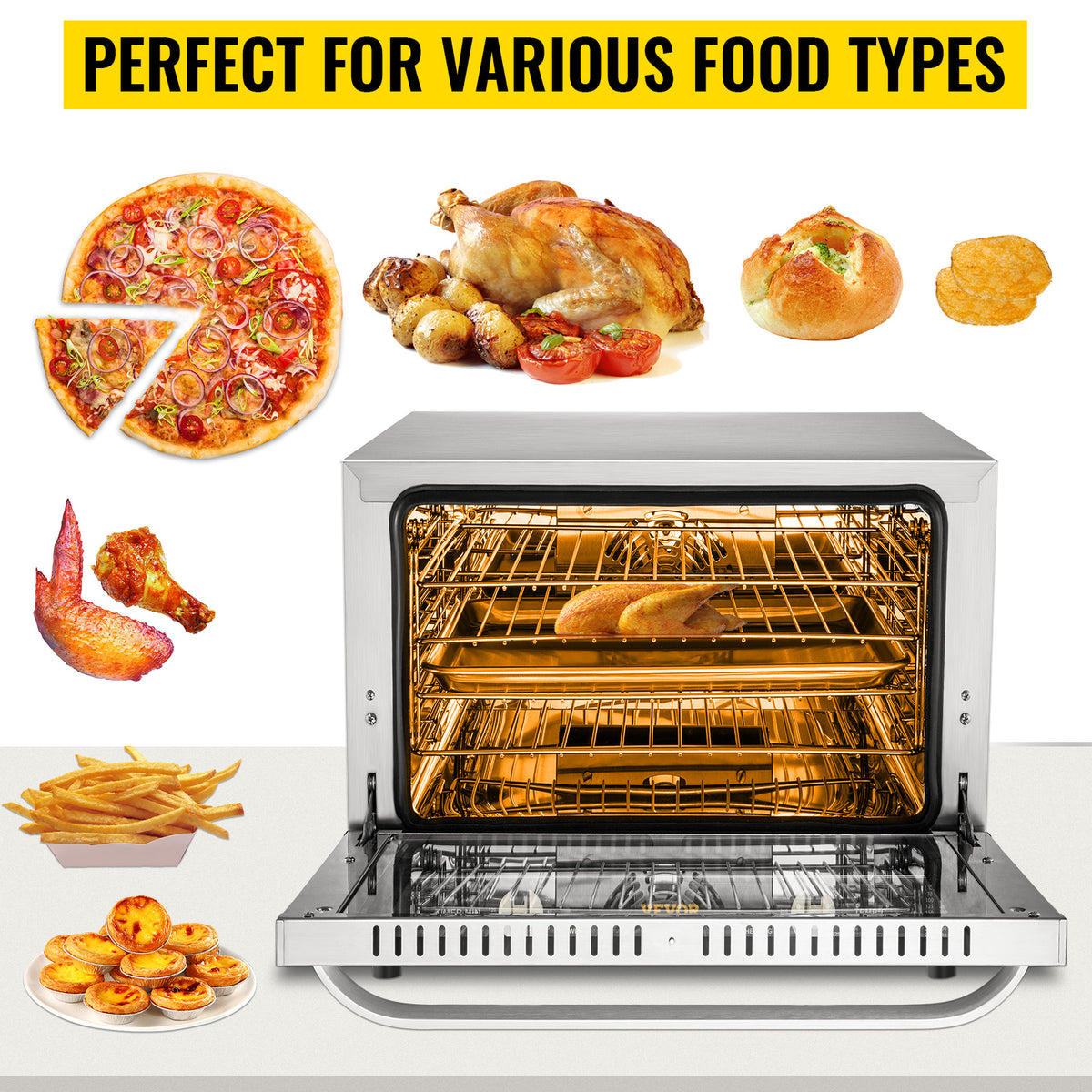 SucceBuy 21L47L66L Electric Oven Commercial Multifunction Countertop 3/4-Layer Baking Machine Home Toaster Pizza Convection Oven
