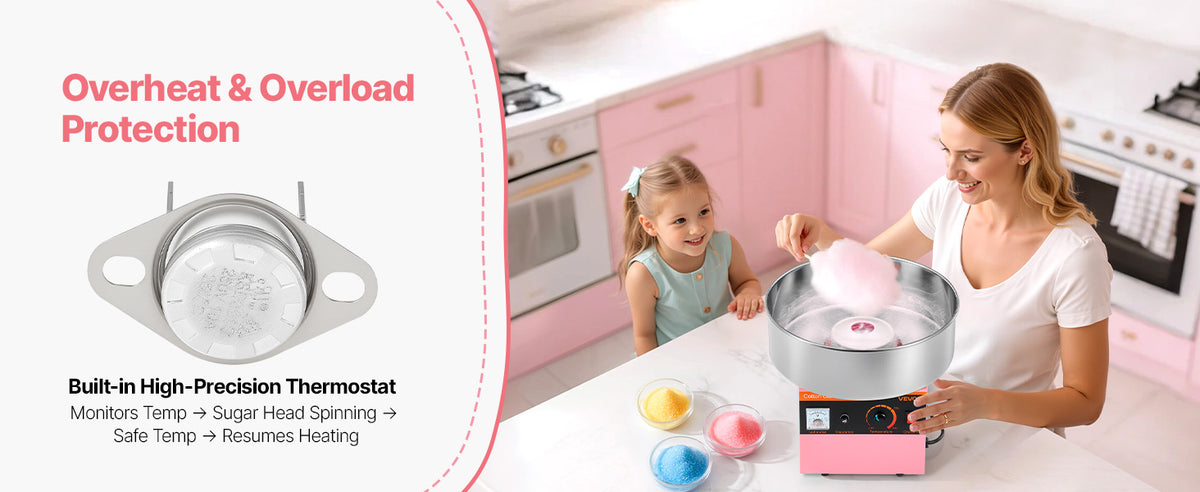 SucceBuy Cotton Candy Machine Commercial 1000W Electric Candy Floss Maker Easy Use with 15 inch Stainless Steel Bowl for Kids