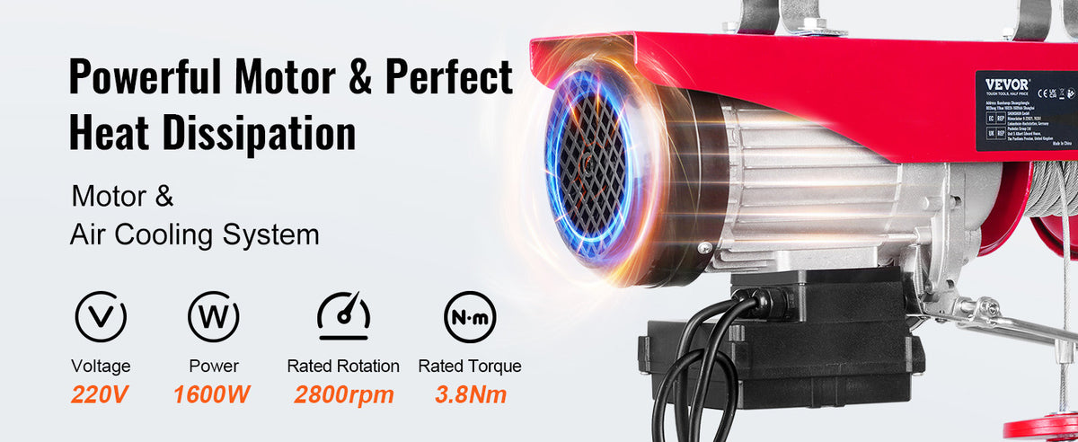 SucceBuy 400-1000kg Electric Hoist Lifting Crane Cable Hoist Winch for Boat Car Garage Elevator with Wired Remote Control Lifter