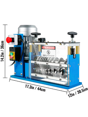 SucceBuy Electric Wire Stripping Machine Cable Stripper 1.5-38mm 11 Channels Acrylic+Aluminum W/Blade for Scrap Copper Recycling