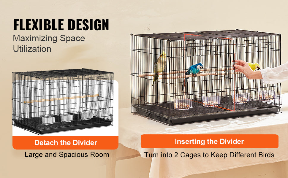 SucceBuy 30In Flight Bird Cage Stackable Divided Small Animal Cage for Kinds of Birds Pet Travel Birdcage with Handle and Perche