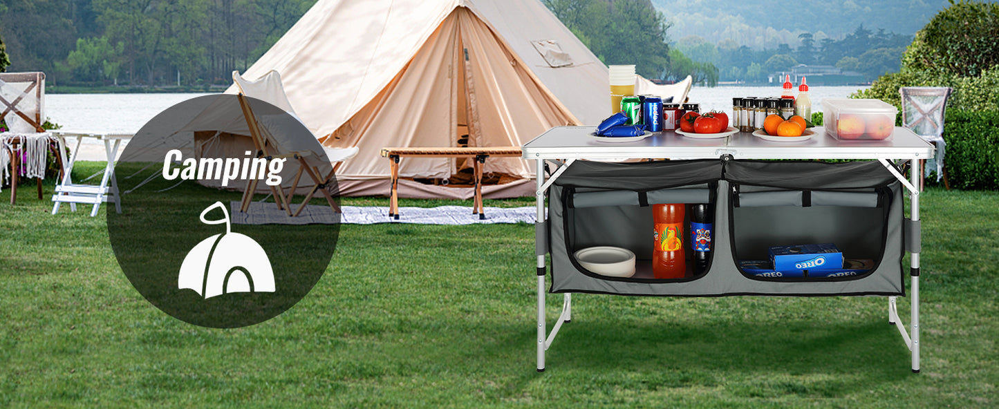 SucceBuy Camping Kitchen Table Quick set-up Folding Camping Table MDF Camping Table for Outdoor Picnics BBQ Camping RV Traveling