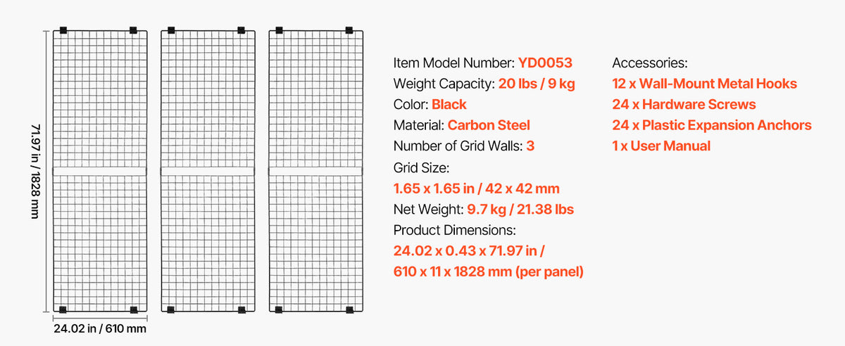 SucceBuy Wire Grid Wall Display Rack With Mobile Wheels