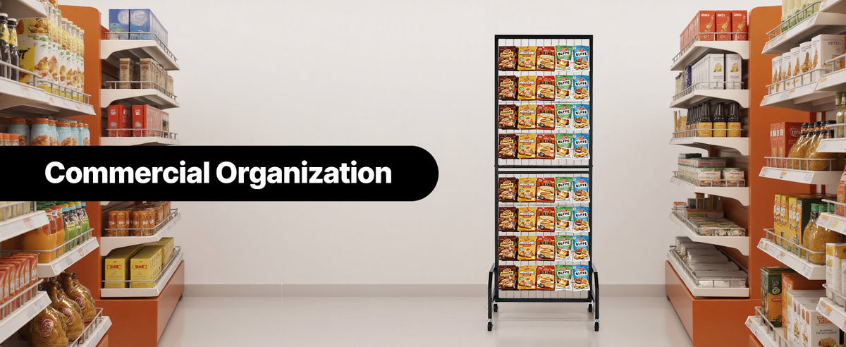SucceBuy Wire Grid Wall Display Rack With Mobile Wheels