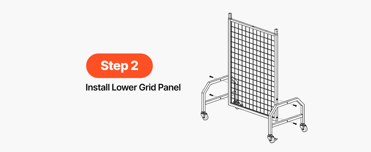 SucceBuy Wire Grid Wall Display Rack With Mobile Wheels