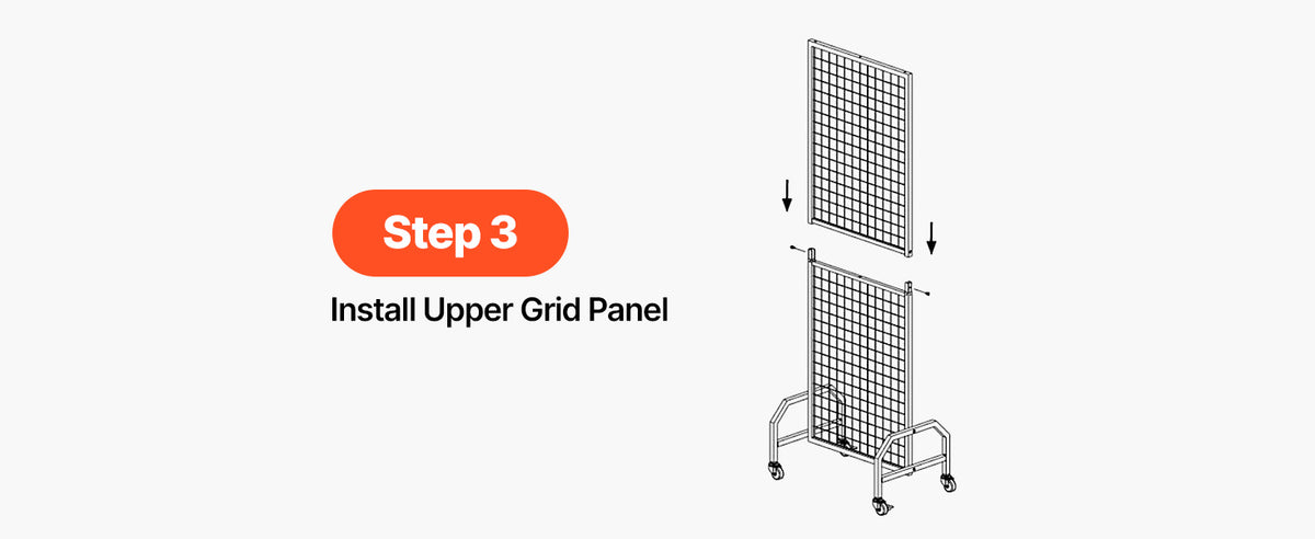 SucceBuy Wire Grid Wall Display Rack With Mobile Wheels