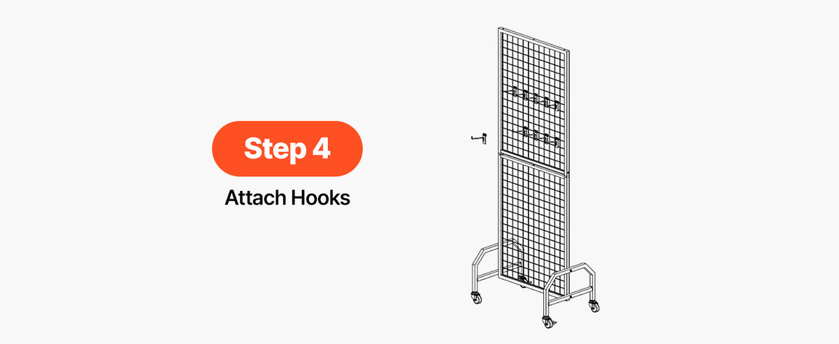 SucceBuy Wire Grid Wall Display Rack With Mobile Wheels